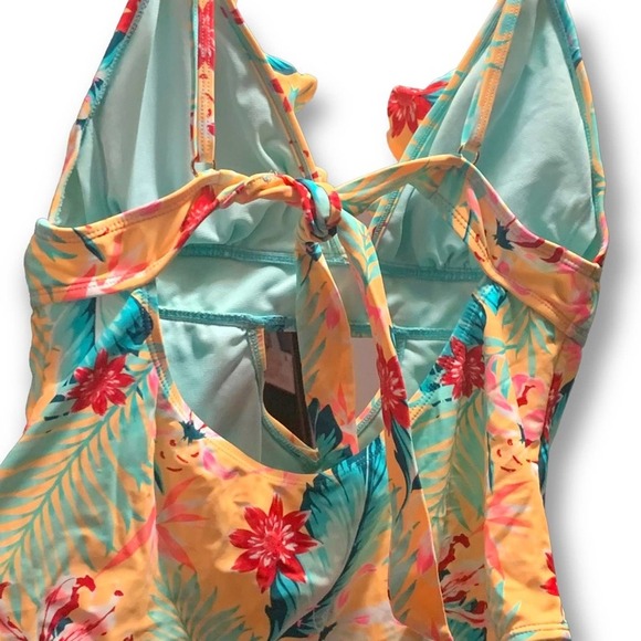 Feathers and Floral Bright XL Swimsuit. California. Sunshine. - Picture 5 of 14